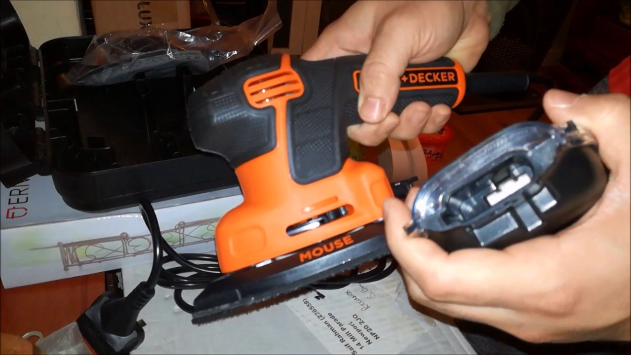 Black+Decker 120W Mouse Sander with 6 Mesh Sheets & Kit Box KA2500K-XE