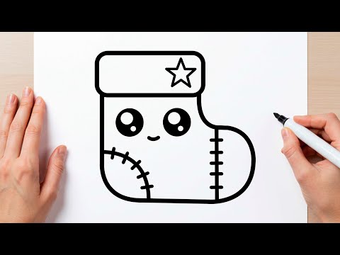 COMO DESENHAR UMA MEIA DE NATAL KAWAII