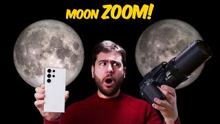 Moon Zoom! Galaxy S23 Ultra vs Professional 125x Zoom Camera! (Nikon P1000) | VERSUS screenshot 1