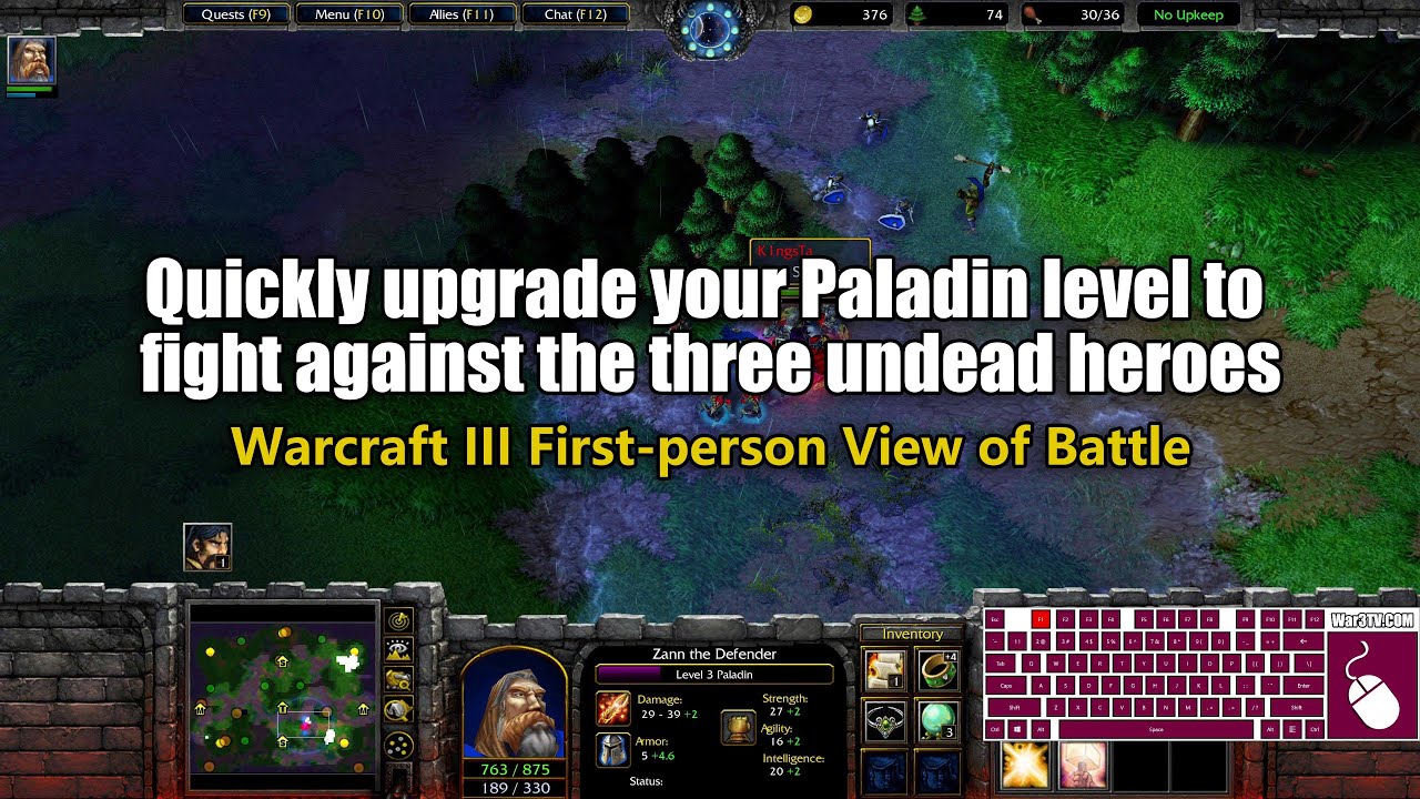 Quickly upgrade your Paladin level to fight against the three undead heroes | War3 | W3 | Warcraft3