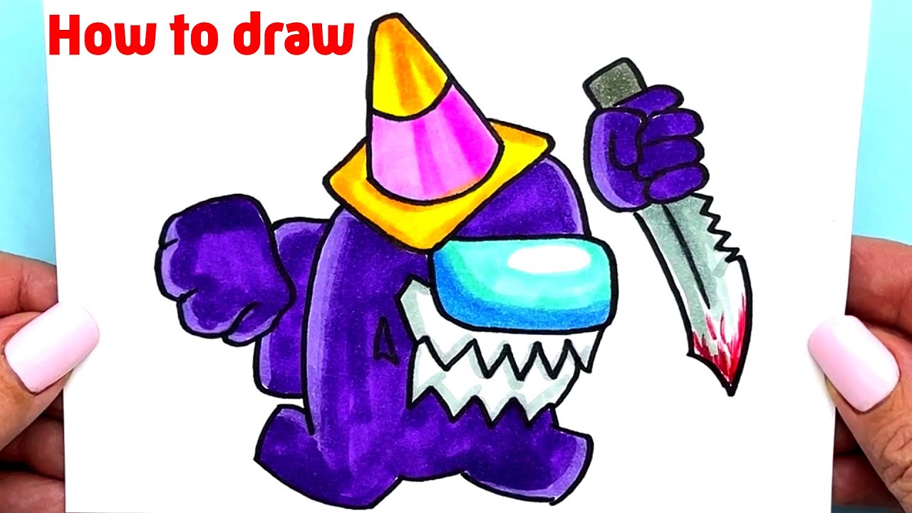 How to draw Among Us Impostor V4 | FNF V4 mods | Drawing Among Us ...