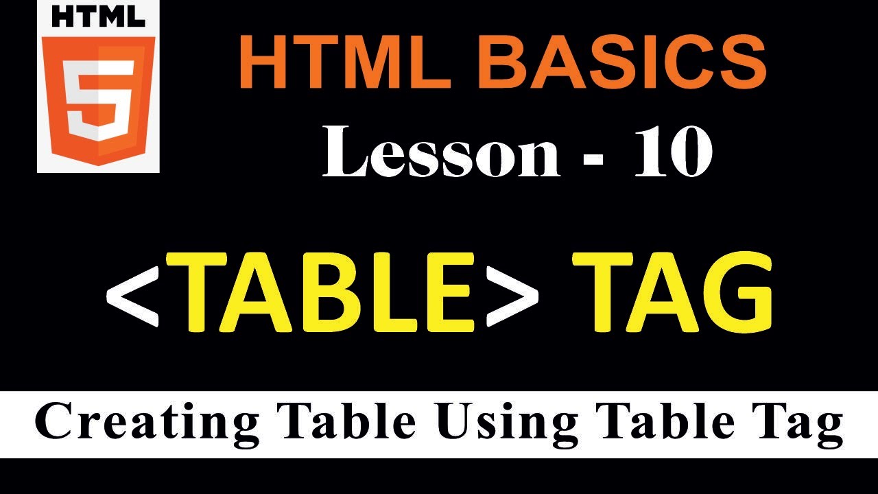 Lesson - 10 | HTML Basics | Table Tag in HTML in Hindi | Design Table ...