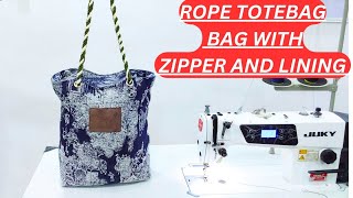 トートバッグ GIANNI Woman Tote bags Rope BS11720CMCNC 13271 FOR BEGINNERS ; HOW TO MAKE A ROPE TOTEBAG WITH ZIP AND