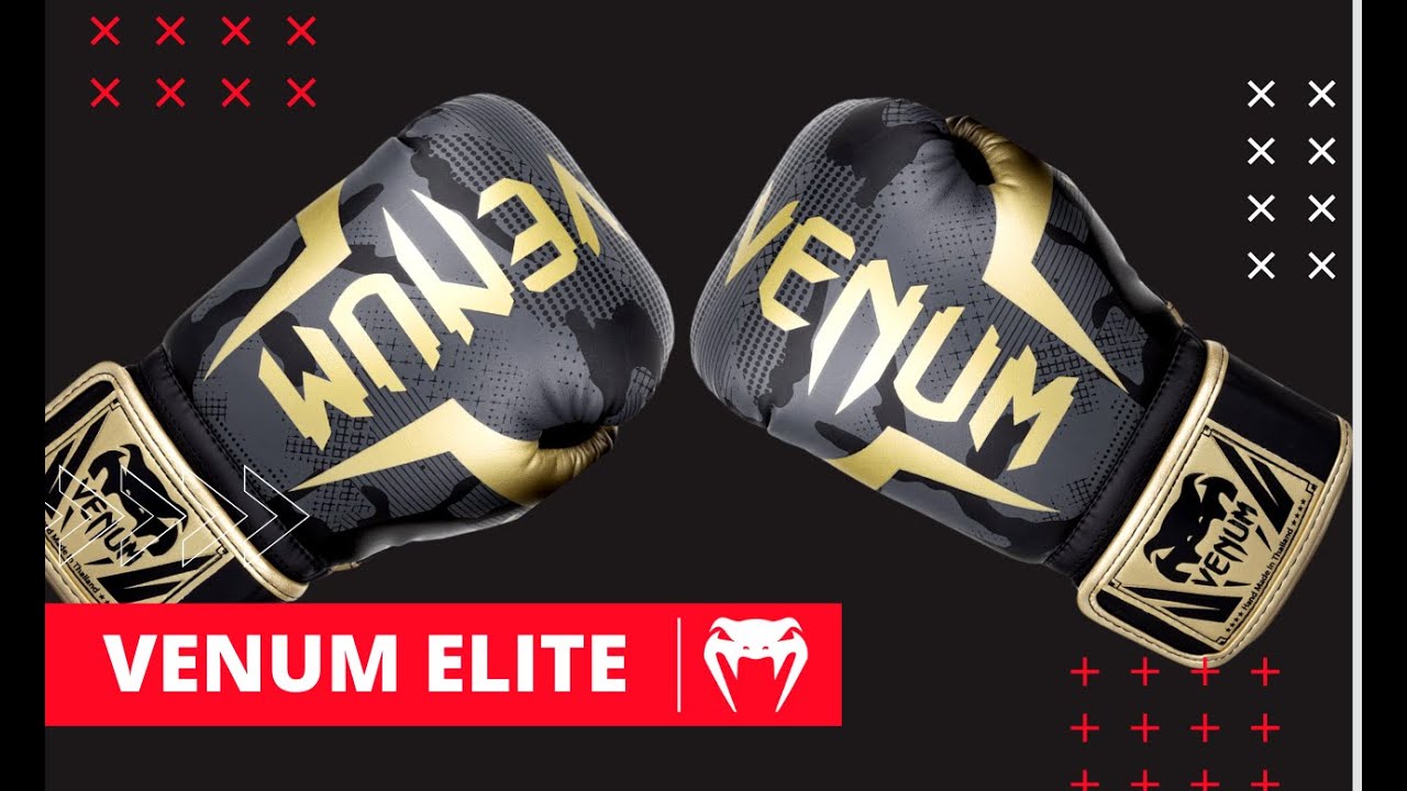 Venum Elite Boxing Gloves - Black/Dark camo