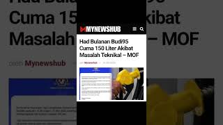 Had Bulanan Budi95 Cuma 150 Liter Akibat Masalah Teknikal  Mof