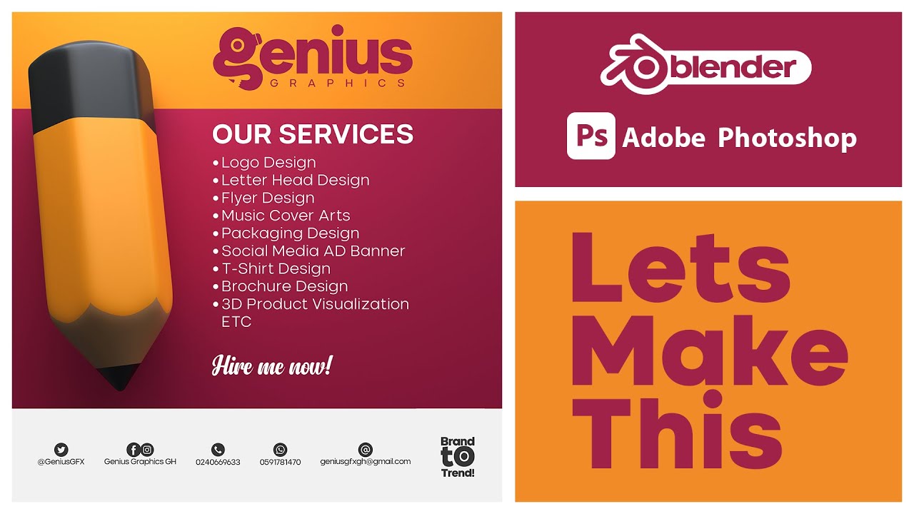 Designing A Social Media Flyer/Ad [ Blender & ] YouTube