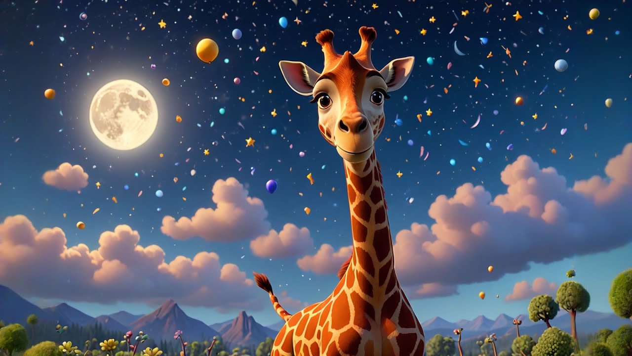 The Giraffe Who Painted the Moon 🦒🌙 | Creative Story for Kids | Learn Colors & Imagination