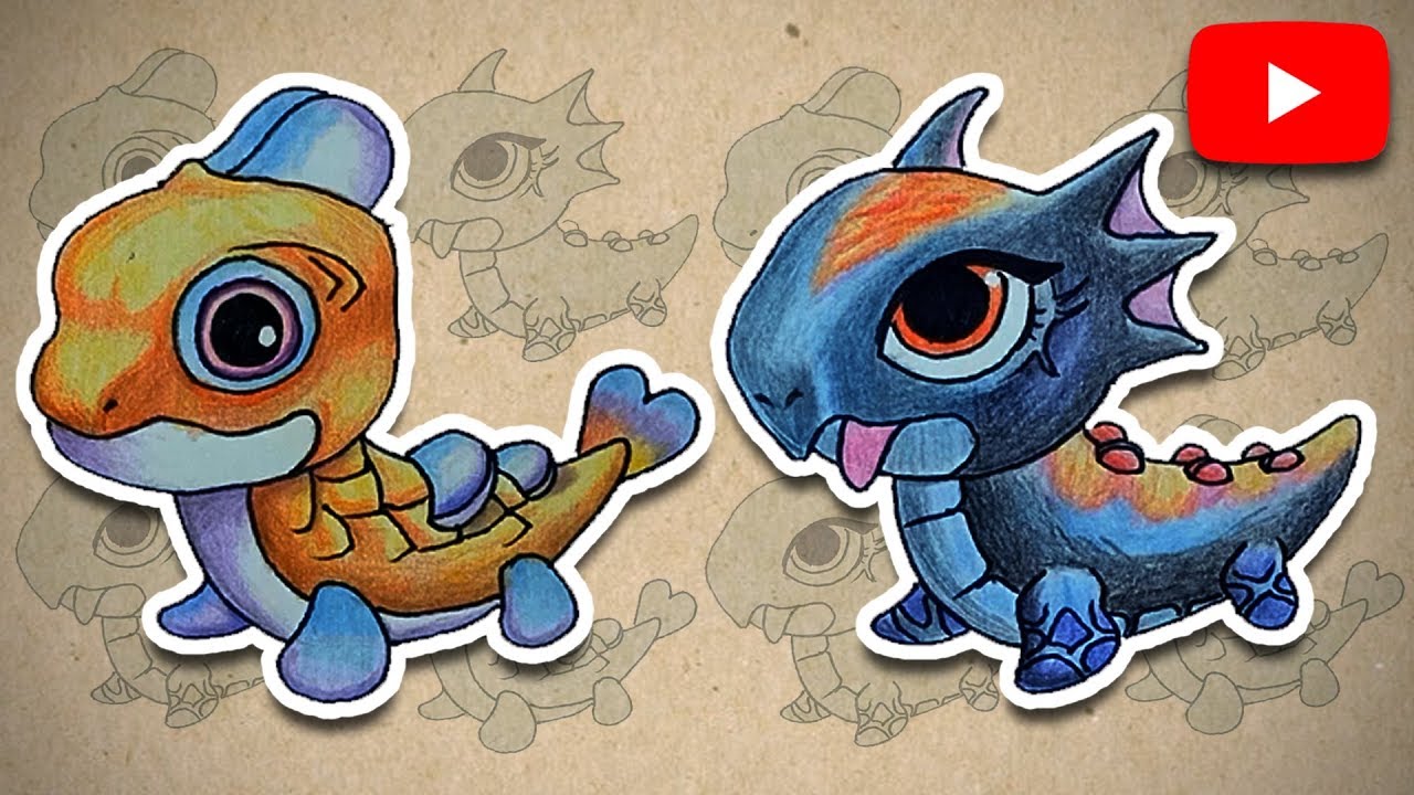 How to draw Lightfish dragon and Liquid Fire dragon from dragon mania legends