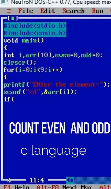Count even and odd number by using array with c language ...
