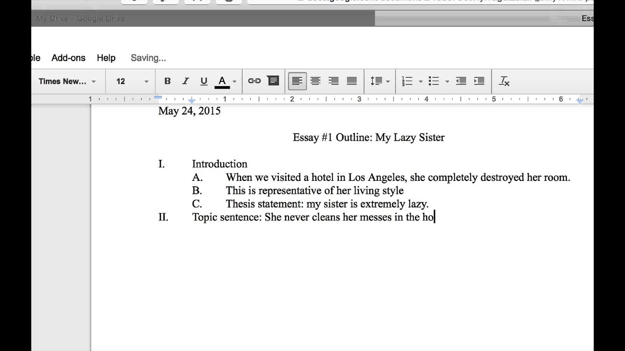 essay outline in google docs