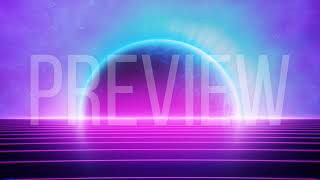 80s Retro Futuristic Pink Grid Road and Glowing Planet (Animated Background)