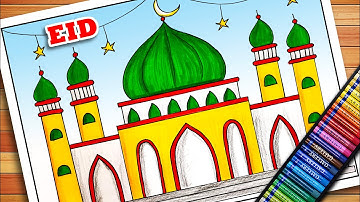 Ramadan Drawing | Ramazan Drawing | Eid Festival Drawing | Eid UL Fitr Drawing | Mosque Drawing