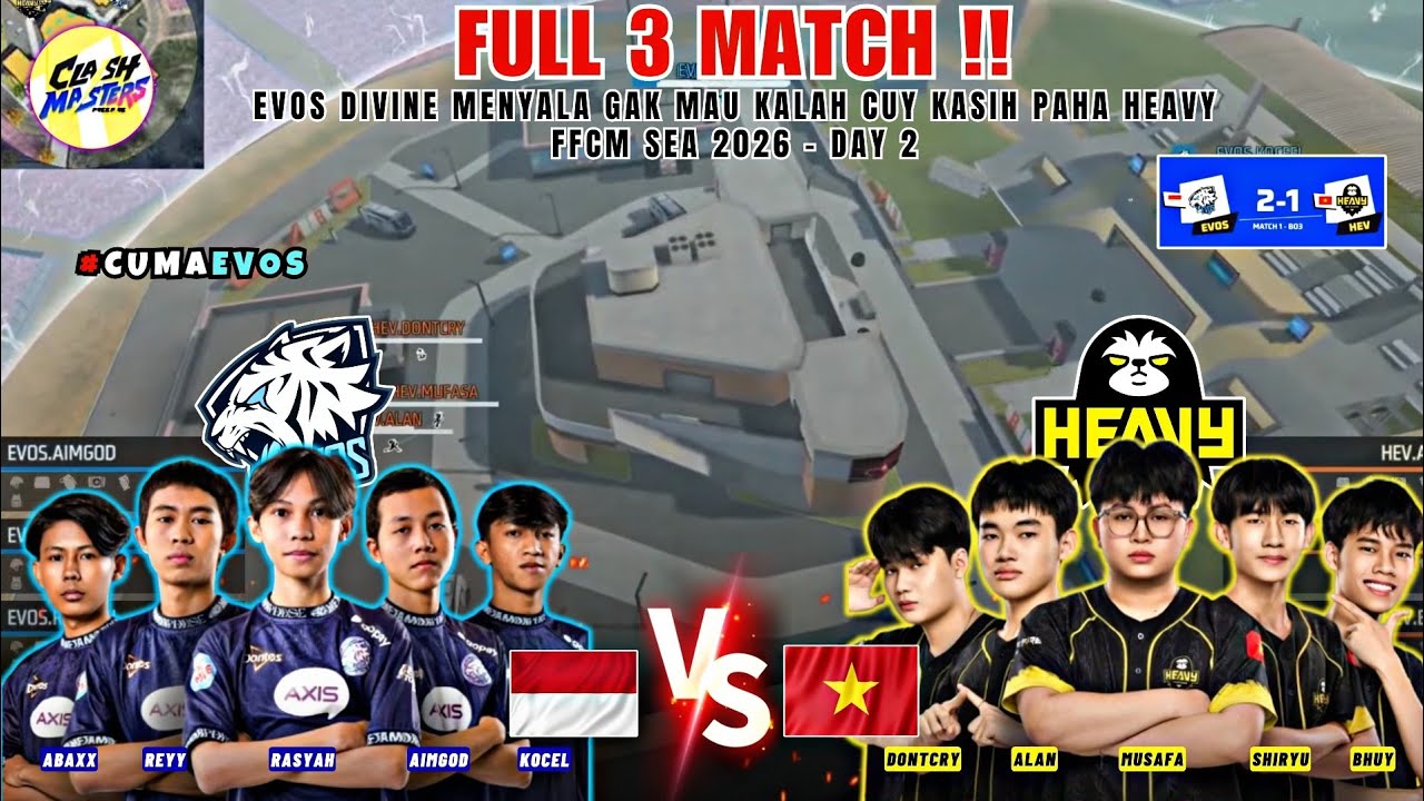 EVOS MENOLAK KALAH‼️EVOS DIVINE VS HEAVY Free Fire Clash Master SEA | Group Stage - Day 2