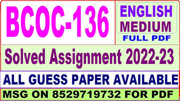 bcoc 136 solved assignment 2022-23 / bcoc 136 solved assignment in English / ignou bcomg solved