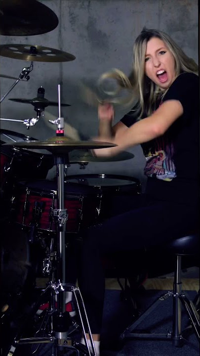 Our sister playing “Holy Diver” on drums! #femaledrummer #drums #dio #rock