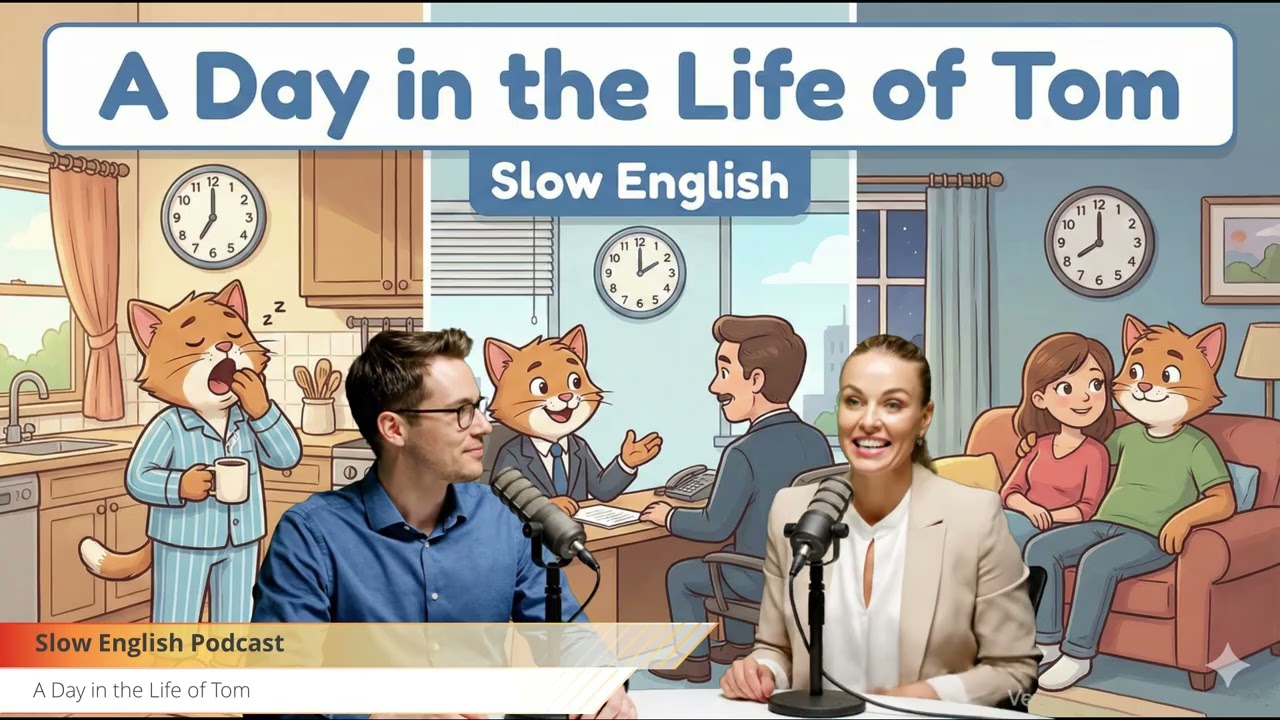 Slow English: A Day in the Life of Tom: Master English Context & Greetings
