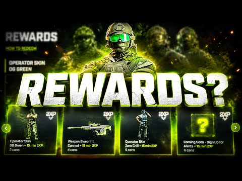 Zinthos thumbnail of the Monster Energy MW4 rewards page showing OG Green, Canned and Zero Chill tiles beside a sixth tile marked Coming Soon
