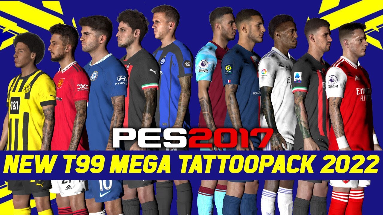 PES 2017 NEW MEGA TATTOO PACK 2023 4K COMPATIBLE WITH ALL PATCHES  YouTube