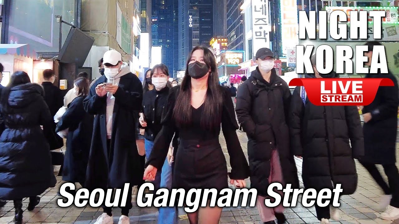 Korea Travel Live | Seoul Walk Tour | Korean Food Street Walking Tour | Seoul Gangnam Night Street