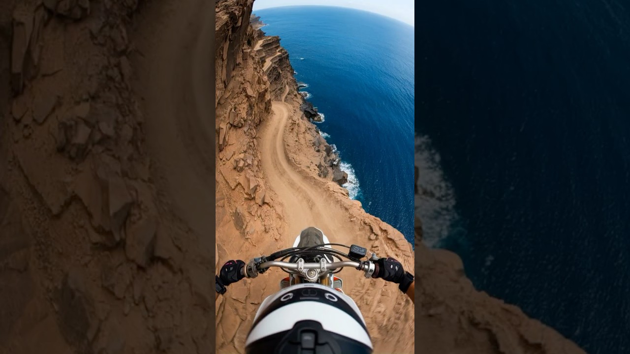 😱Riding a Motorcycle on a Cliffside Path:Extreme Thrill or Deadly Risk