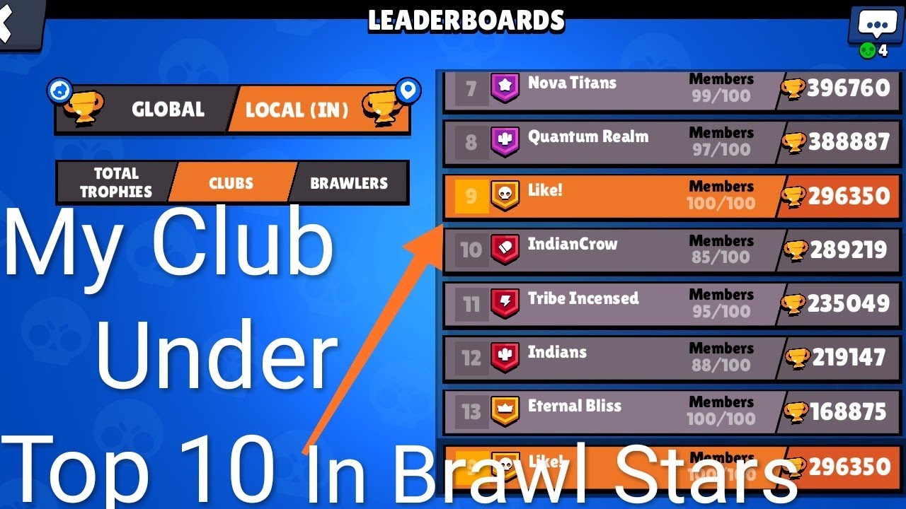 My Club In Under Top 10 In Brawl Stars In Local In And Visiting Others Top Clubs In Hindi Youtube - brawl stars clubs to join