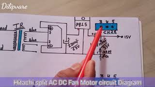 Hitachi split AC fan motor circuit Diagram