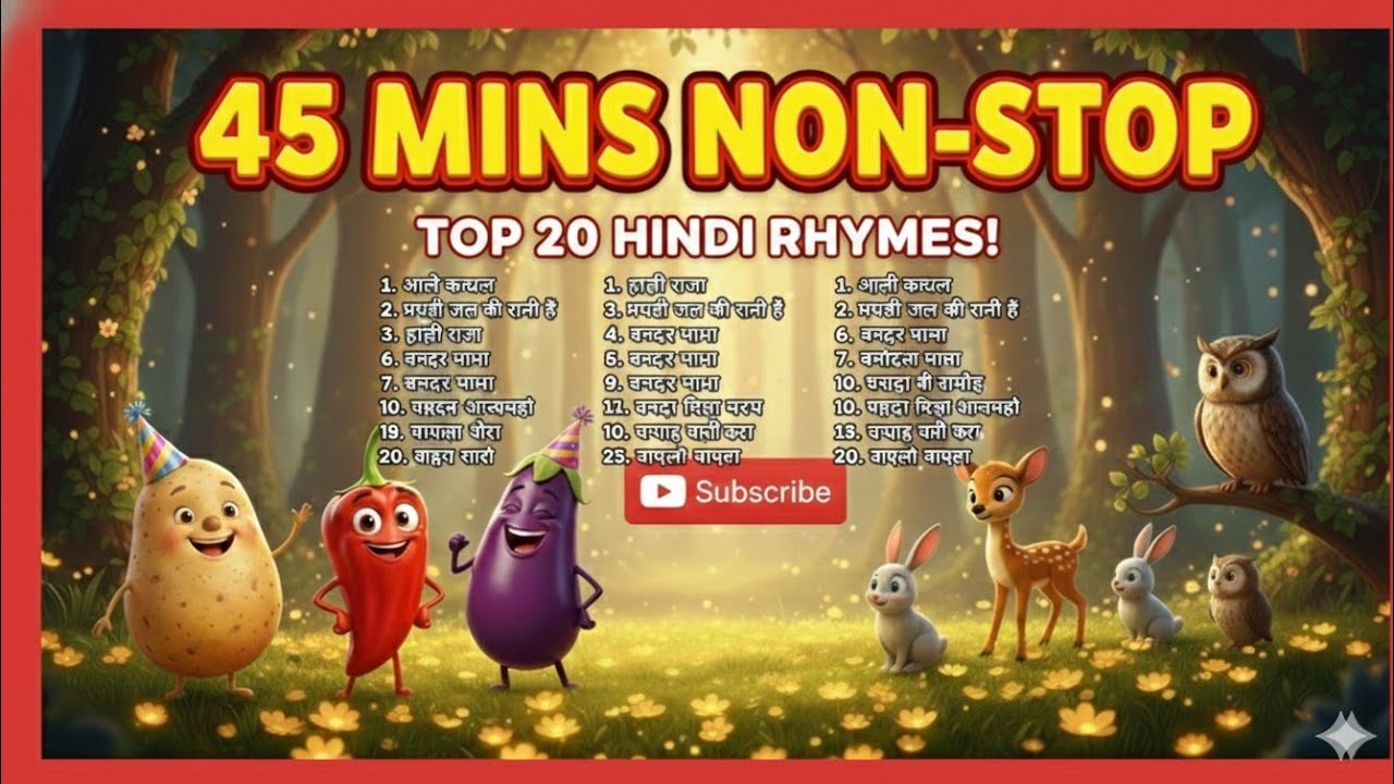 Non-Stop Hindi Rhymes for Kids | 45 Mins Popular Balgeet ...