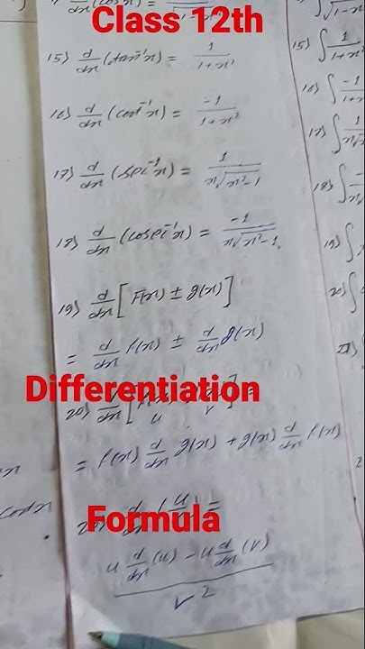 class 12th differentiation formula - YouTube