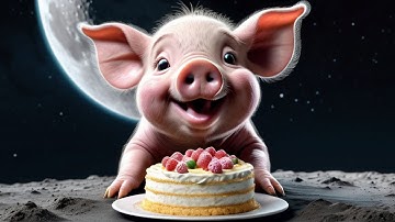 Blender with Stable Diffusion XL Tutorial - Happy cake piglet on the Moon - img2img