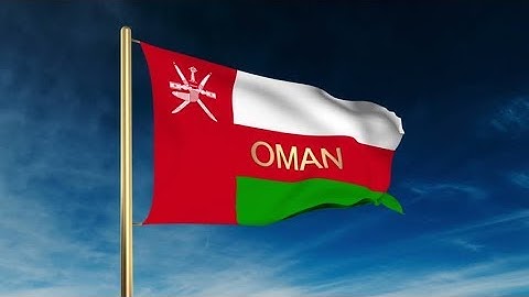 4K Oman flag slider style with title. Waving in the wind with cloud background animation Stock video