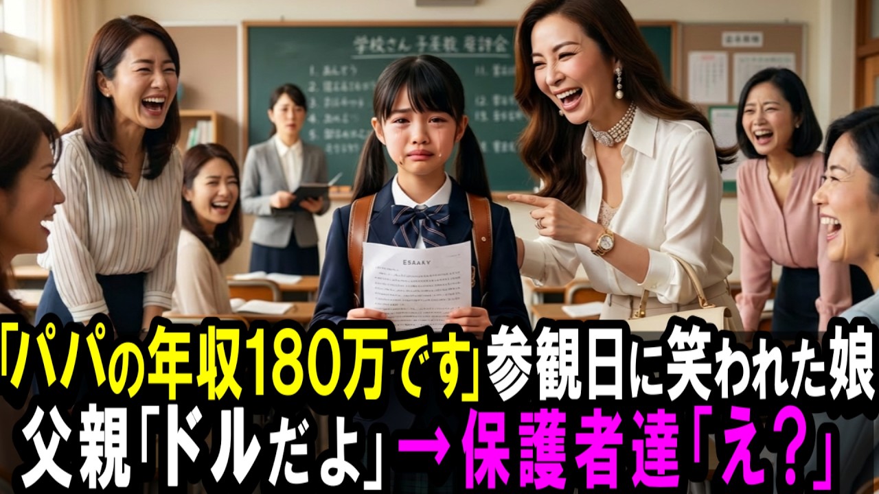 教室の空気が一瞬で凍りついた。「縁じゃなくて、ドルだよ」――汚れた作業着のままの父が、静かにそう言った。隣の保護者たちが嘲笑の笑みを張り付けたまま固まり、教壇の娘はきょとんとした顔で父を見つめていた。朝5時、まだ夜の気配が残る住宅街で、一軒だけ明かりが灯る。防塵マスクをつけた父は、小さな工場のような作業場で黙々と手を動かしていた。表向きは薄汚れた町工場、でも棚の奥には外国語で書かれた契約書が...