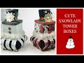 STINKING CUTE SNOWLADY TOWER BOXES ⭐️HAPPY HAPPY JOY JOY⭐️ GREAT FOR GIFTS/CRAFT FAIRS/DECOR