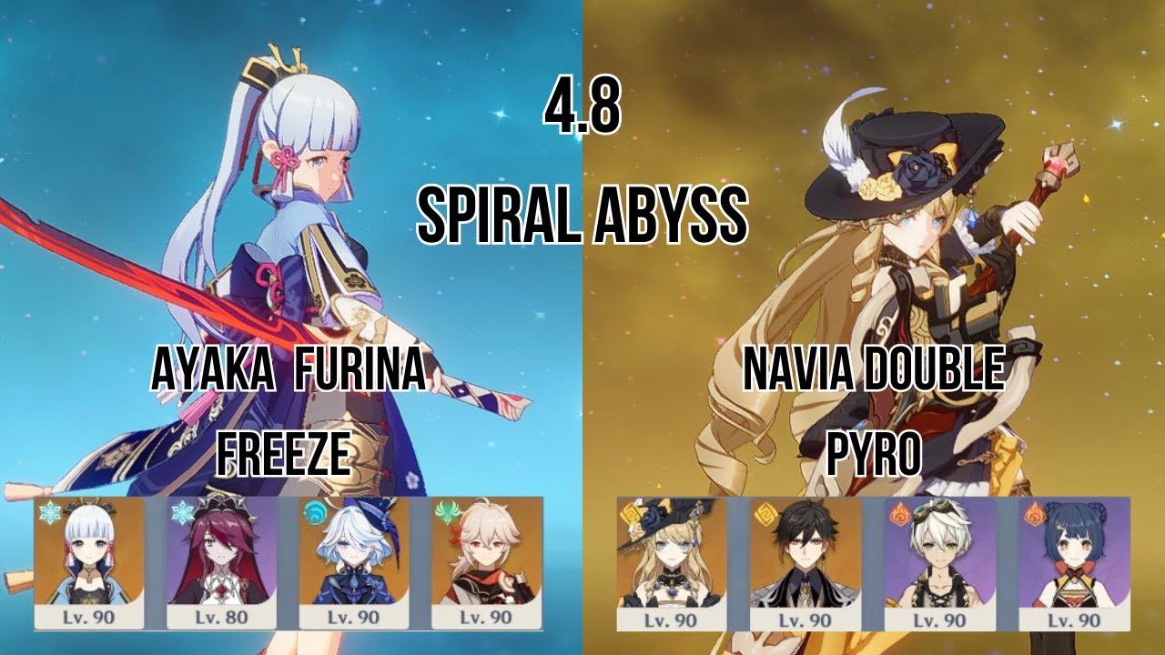 C0 Ayaka Furina Freeze & C0 Navia Double Pyro| New 4.8 Spiral abyss| Genshin Impact |mobile Gameplay