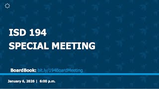 Board of Education Special Meeting - January 6th, 2026