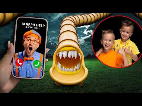SLIDE EATER Eats Vlad and Niki – Blippi Helps Escape the Playground Monster at 3AM!