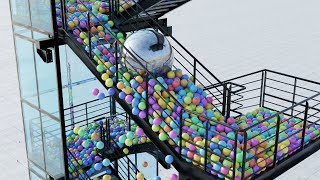 8400 Color Balls on stair | Blender Rigid body simulation
