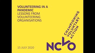 Volunteering in a pandemic: Lessons from volunteering organisations