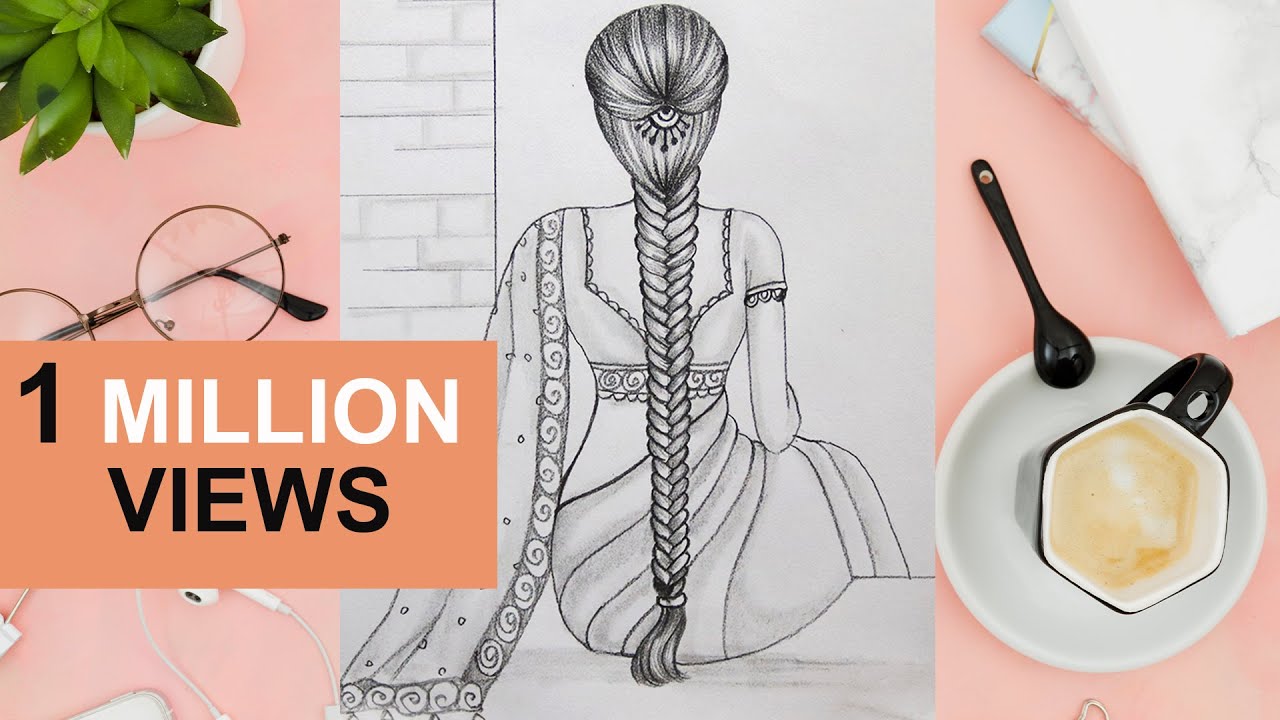 How to draw a beautiful traditional girl | Indian Girl drawing | girl