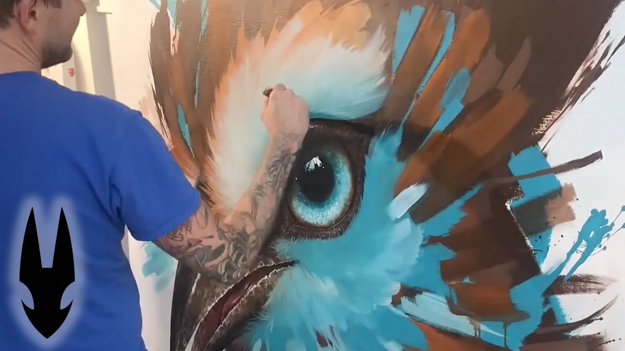 Bird painting by Greg “Craola” Simkins done in acrylics titled “Chief Roller"