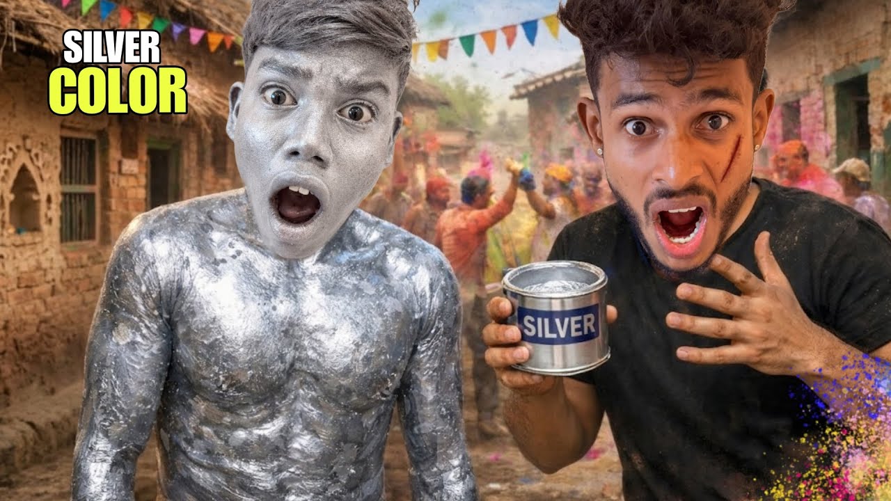 CHOTU PLAY HOLI WITH SILVER COLORS | CAN I REMOVE DANGERS COLOR ON CHOTU #factfireking 