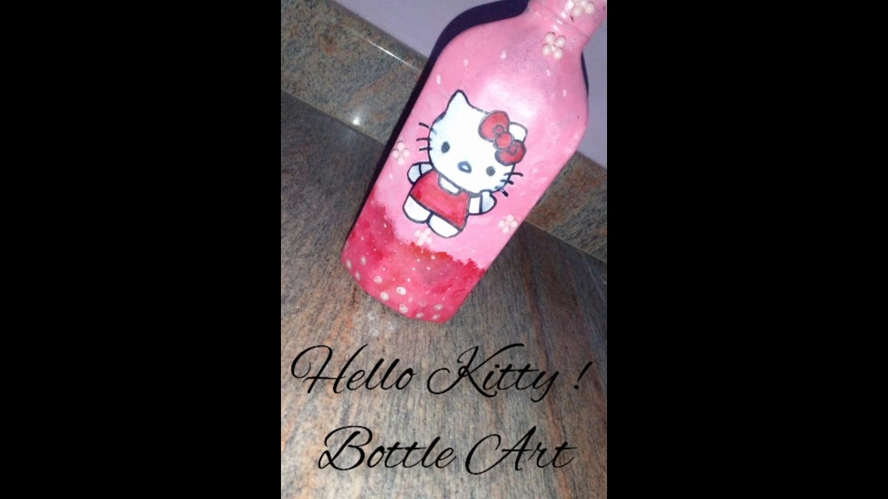 Hello Kitty ! l Simple Bottle Art for Beginners l Gopika's Creative Vlog