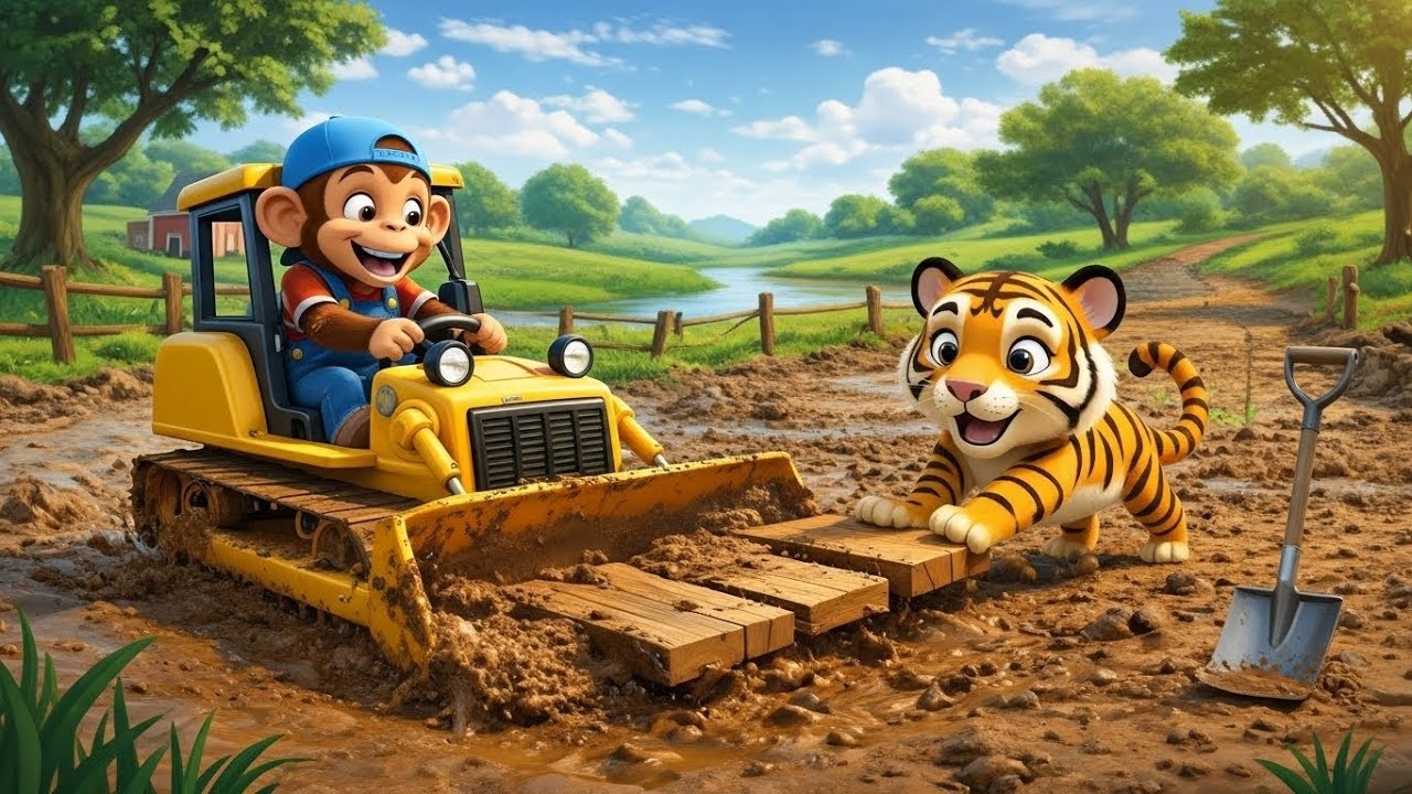 Look! Monkey Is Driving a Bulldozer! 😲🚜