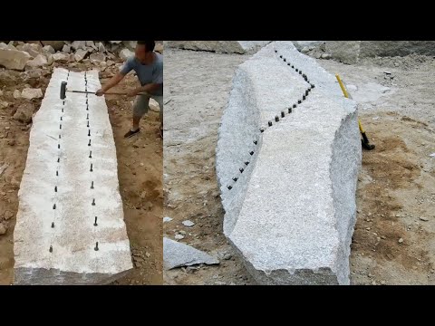 Amazing Fastest Stone Splitting Technique - Amazing Hand Granite Rock Mining