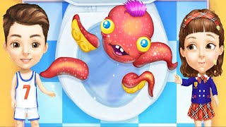 SWEET OCTOPUS In the TOILET Sweet Baby Girl Clean Up Game screenshot 3
