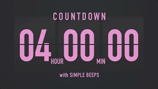 4 Hours Countdown Flip Clock Timer \/ Simple Beeps 💕🖤