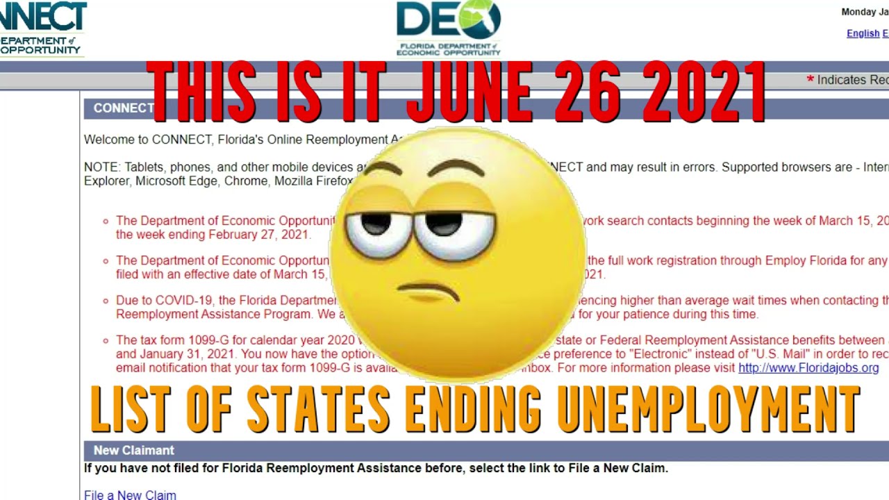 ⏲️States Ending Federal Unemployment 💲300 FPUC PEUC MEUC PUA Stimulus Boost Florida DEO Ends Early