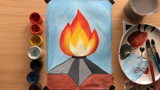 Рисуем вечный огонь гуашью  (Простой рисунок ко Дню Победы 9 мая) | Draw eternal flame with gouache