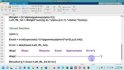 Lecture 10: 2 of 4|Fractional Calculus| Riemann Integral| Left Rectangle Rule| MATLAB code