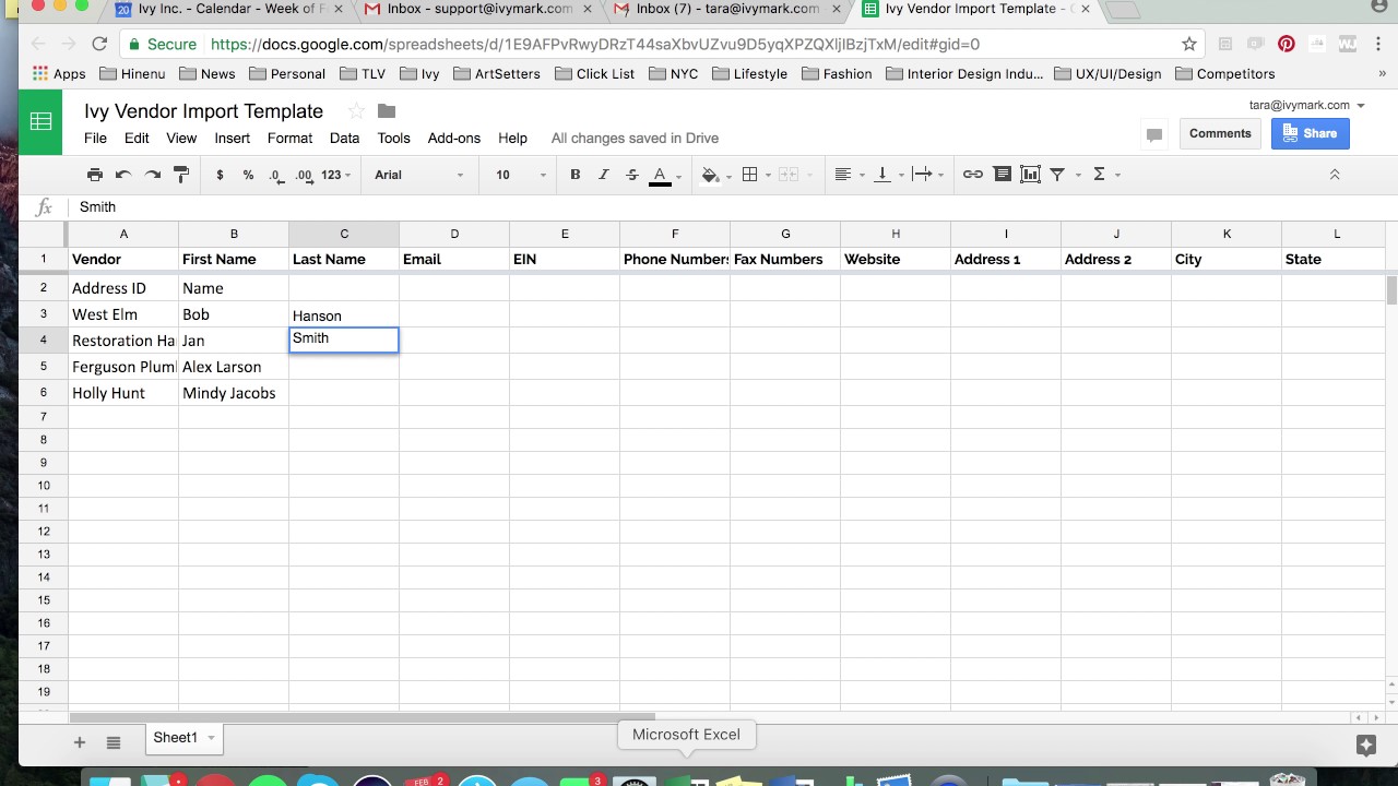 vendor contact list template