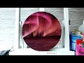 Pink aurora  northern lights  easy oil painting for beginners  black canvas painting tutorial